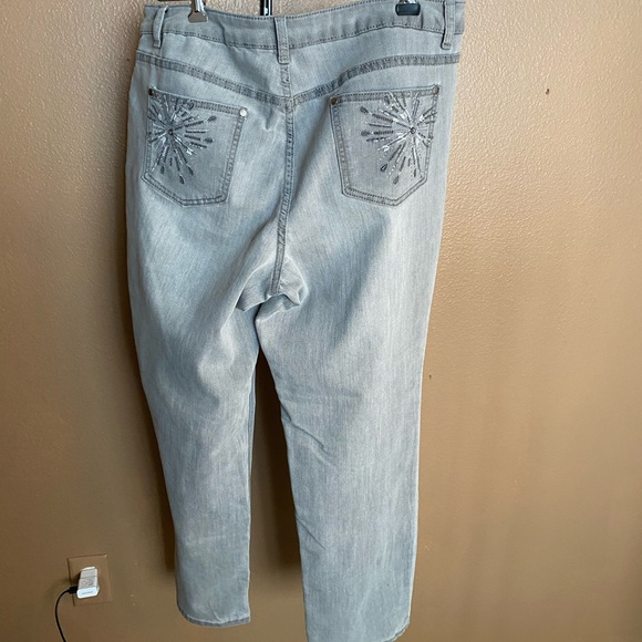 SOLD Christopher & Banks denim jeans gray with fancy back pockets size 14 - Picture 6 of 12
